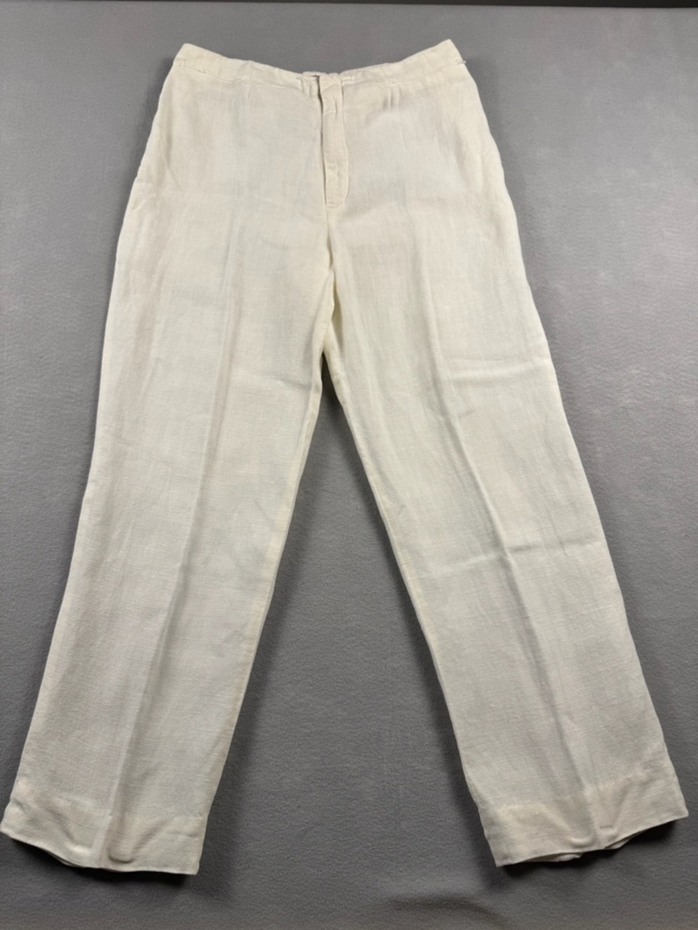 VTG Ralph Lauren Country Linen Pants Womens 10 Ivory Wide Leg High Rise